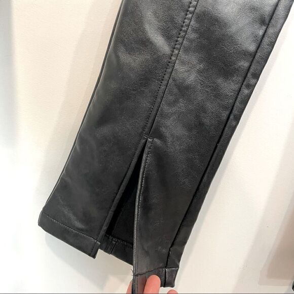 BP. Black Faux Leather High Waist Slim fit Split Hem Leggings Bootcut Pants - Picture 4 of 7